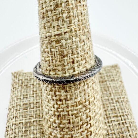 Vintage Band Textured Sterling Silver 925 Handmade Artisan Brutalist Patina - Picture 5 of 7